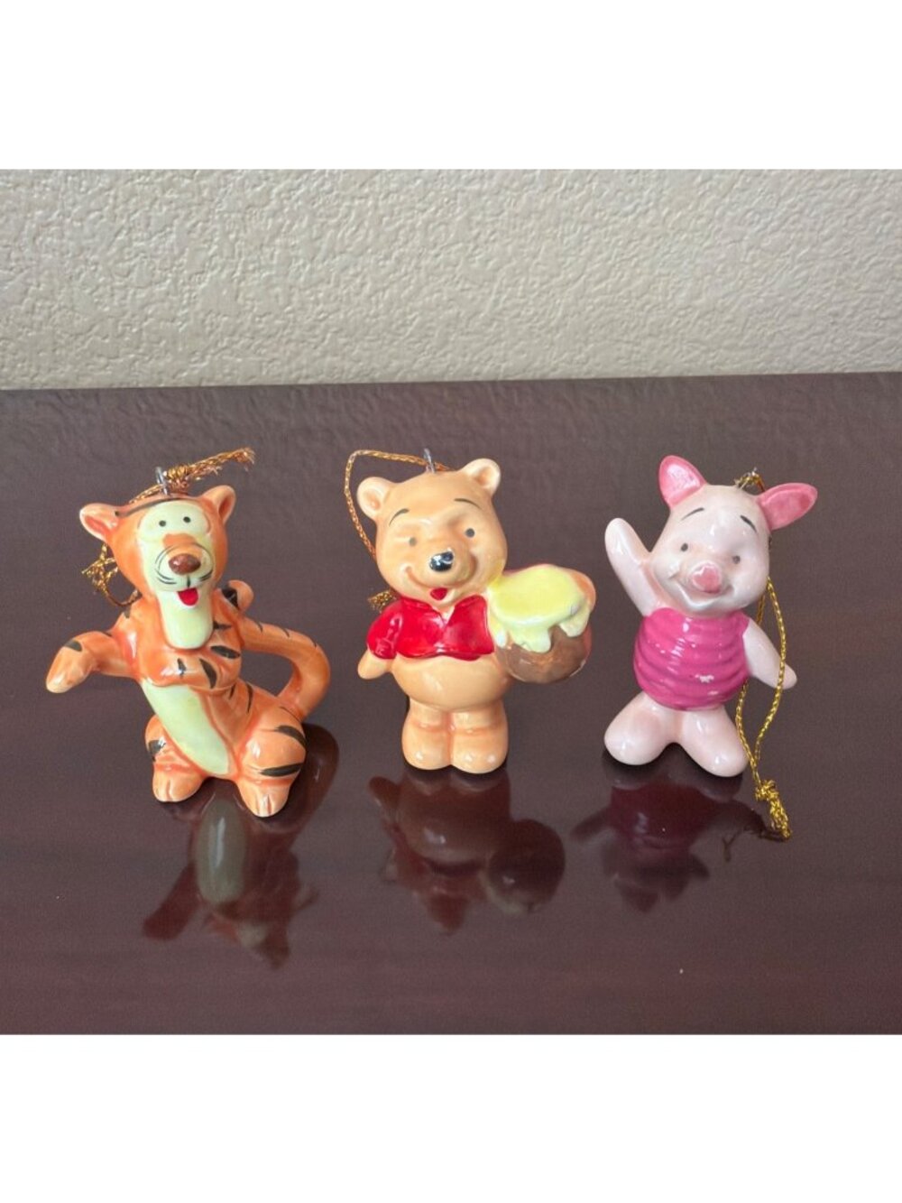 Vintage Disney Japan Pooh Tigger Piglet Ceramic Ornaments 2.5" Lot of 3